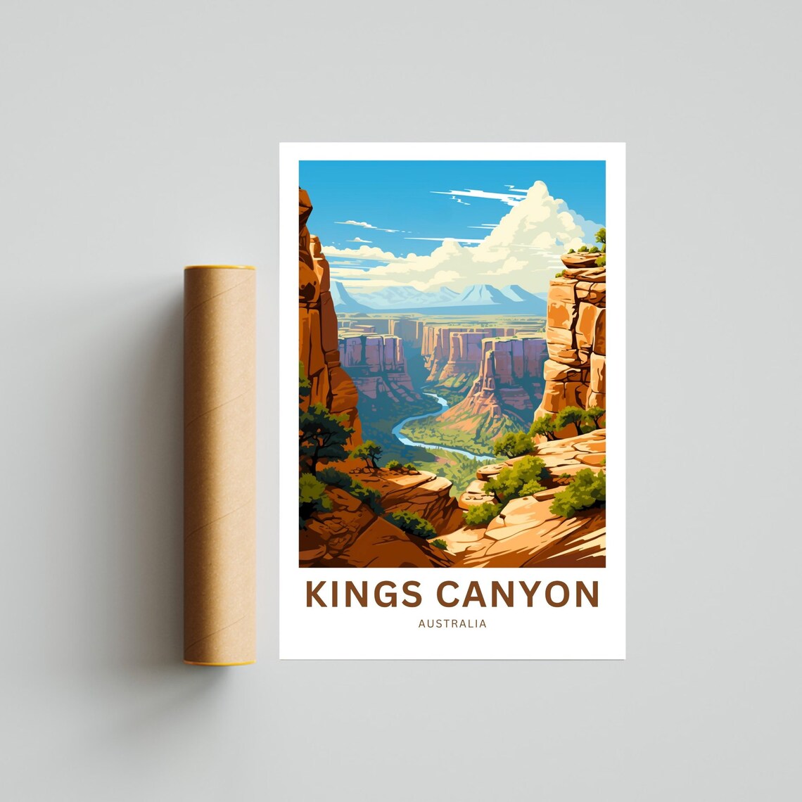 Kings Canyon Australia Red Rock Canyon Custom Text Travel Poster - Image 4