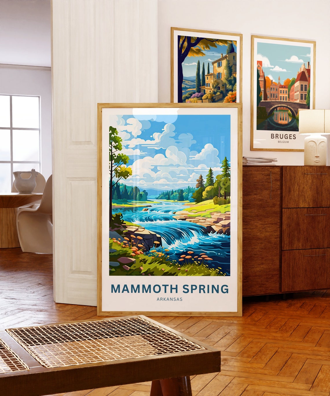 Mammoth Spring Arkansas Rapids Orange Flowers Pine Shore Travel Poster - Image 5