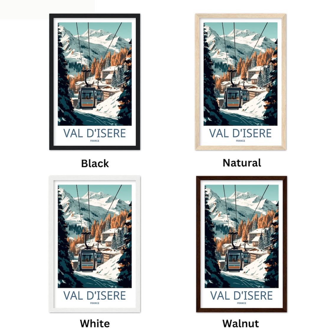Val d'Isere France Ski Gondola Winter Alpine Mountain Travel Poster - Image 4