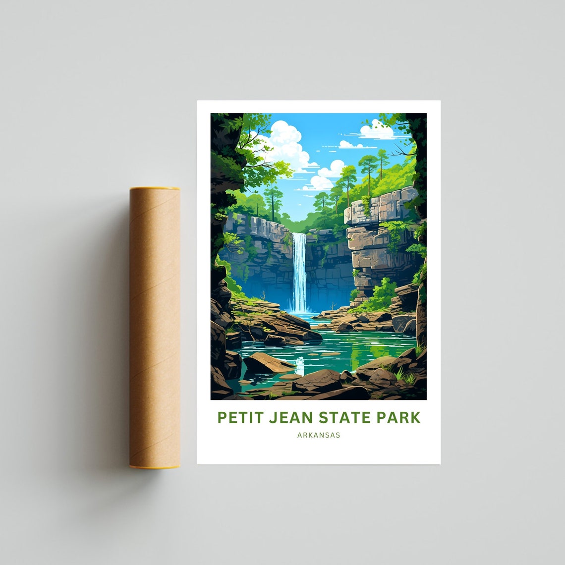 Petit Jean State Park Arkansas Waterfall Gorge Emerald Lake Poster - Image 4