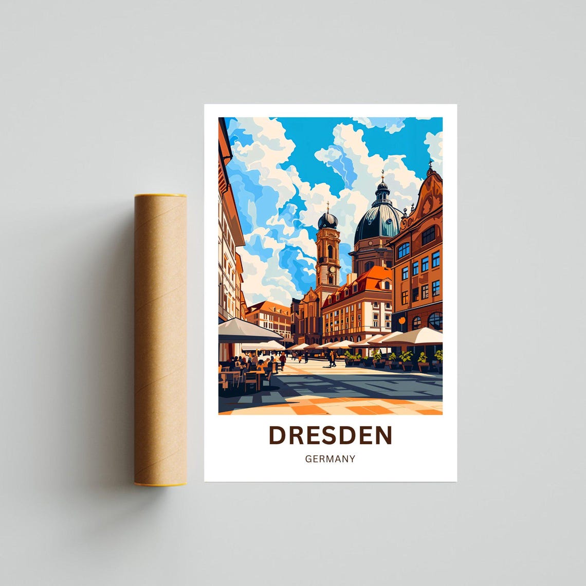 Personalized Dresden Germany Sunny Old Town Square Custom Poster - Image 3