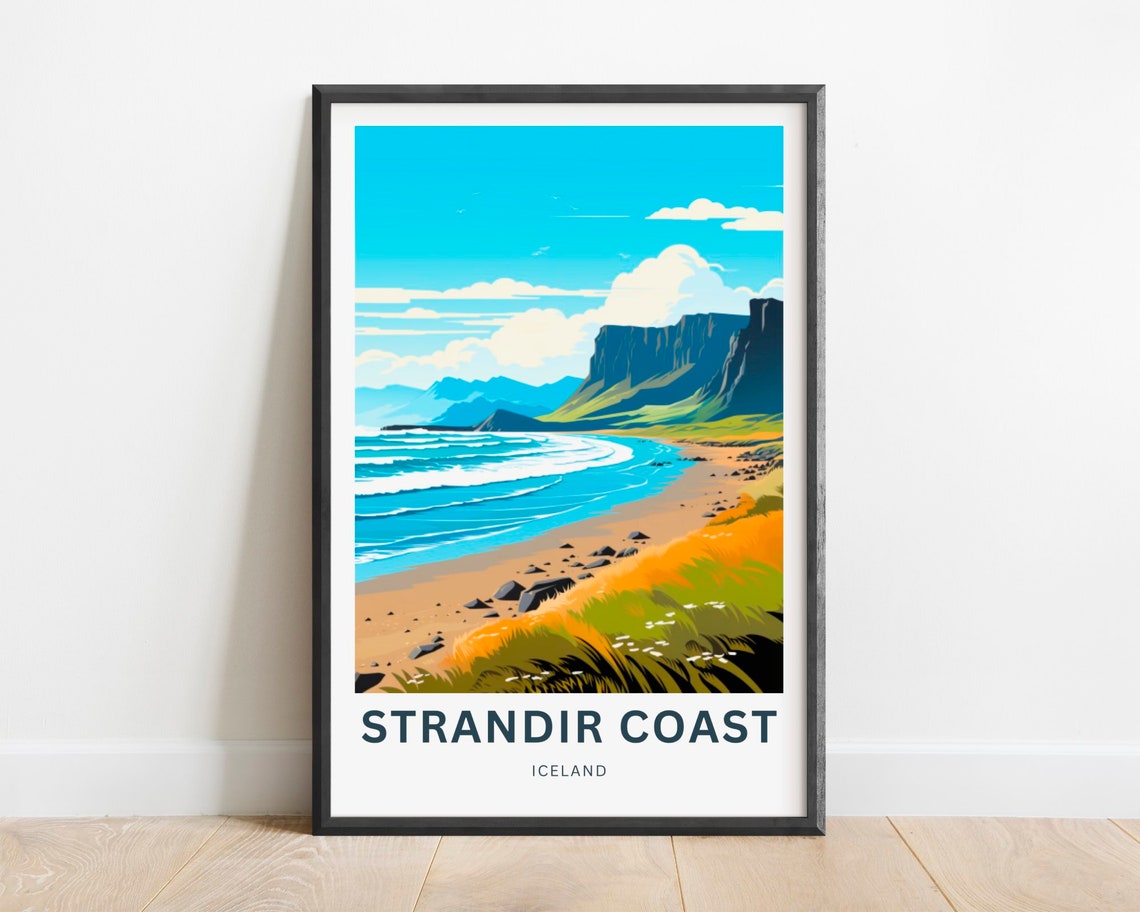 Strandir Coast Iceland Scenic Sea Cliffs Beach Ocean Art Poster
