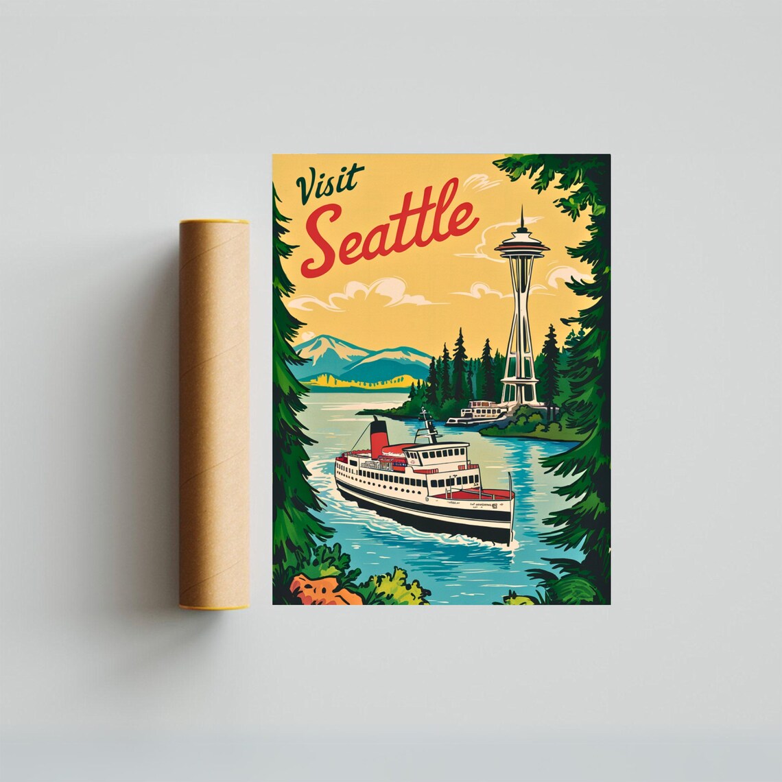 Seattle Vintage Travel Poster, Washington Art Print - Image 3