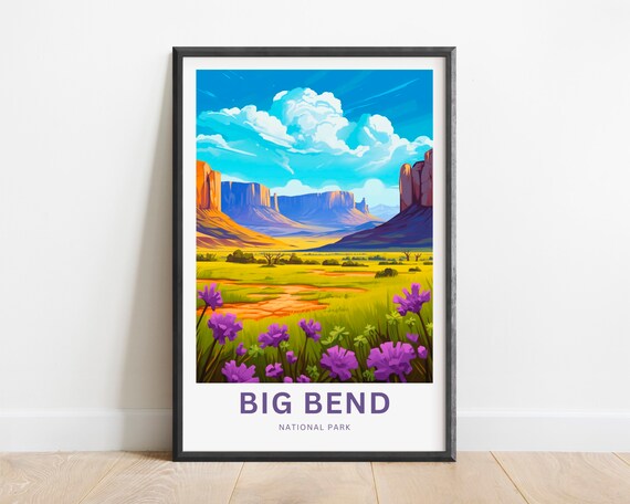 Big Bend National Park Desert Mesa Valley Wildflowers Travel Poster