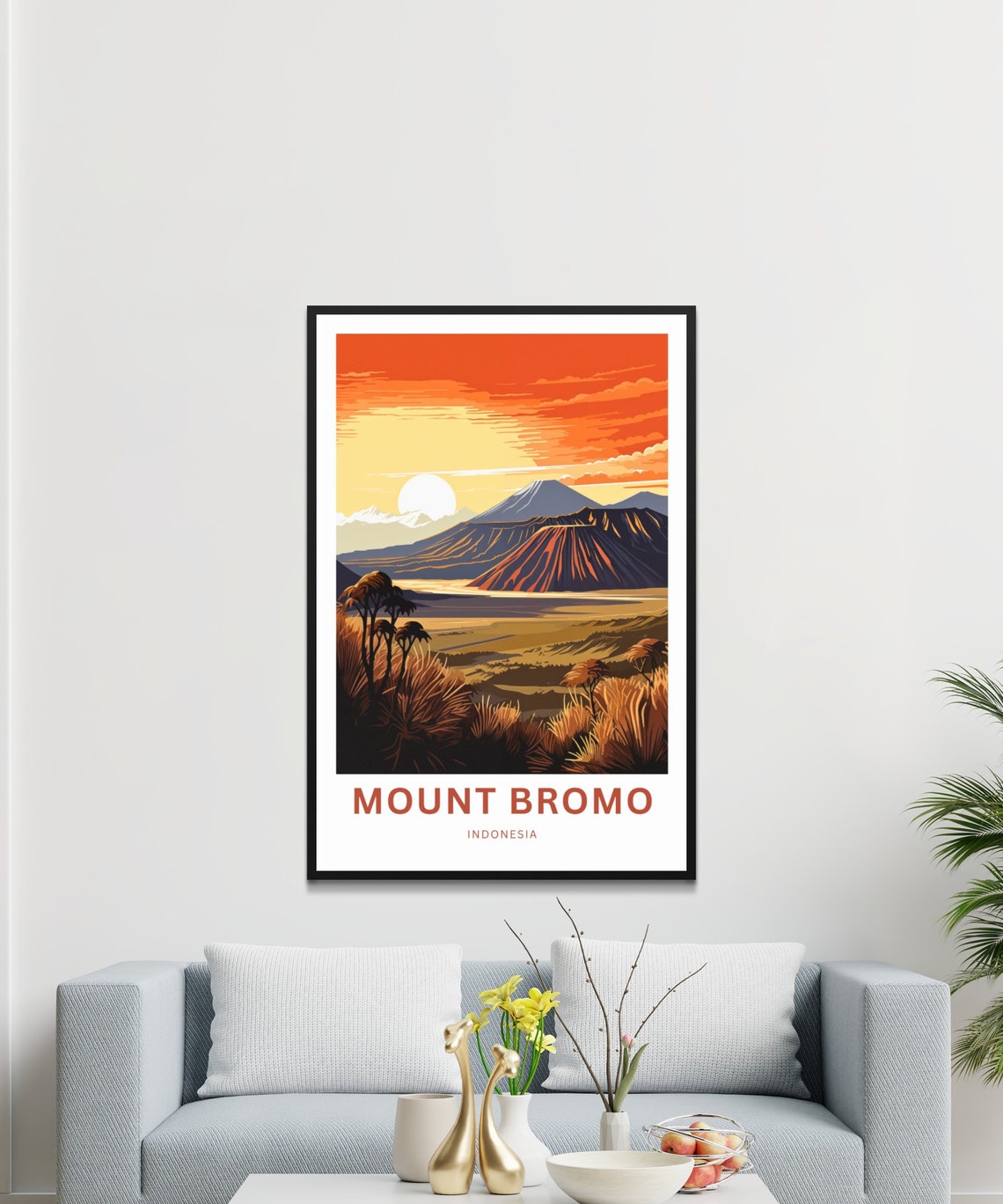 Personalized Mount Bromo Indonesia Sunset Caldera Custom Text Poster - Image 3
