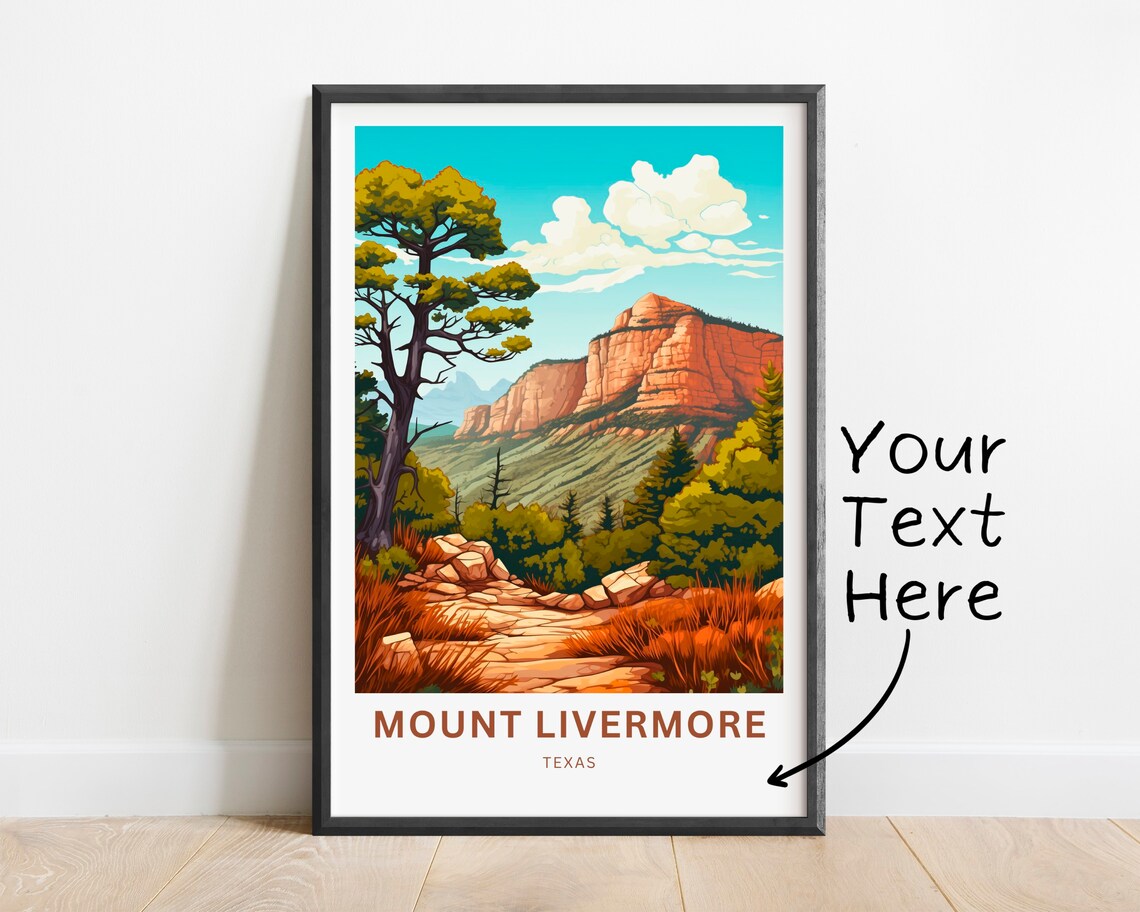 Mount Livermore Texas Red Rock Mesa Desert Trail Vista Poster - Image 2