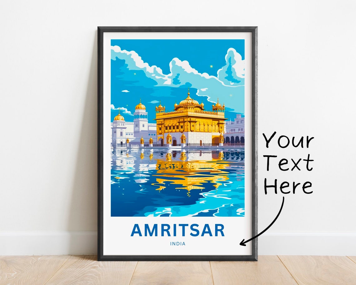 Amritsar India Golden Temple Reflection Personalized Travel Poster