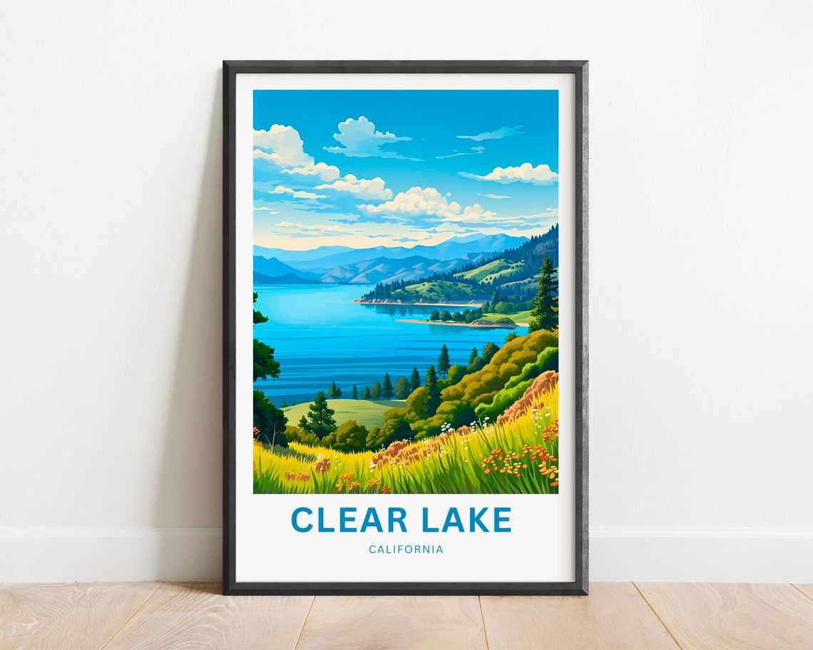 Clear Lake California Wildflower Meadow Lakeside View Poster