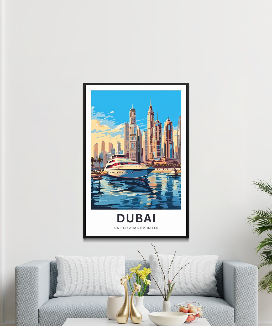 Dubai Marina Yacht Skyscrapers Personalized Travel Poster UAE City Art - Image 3