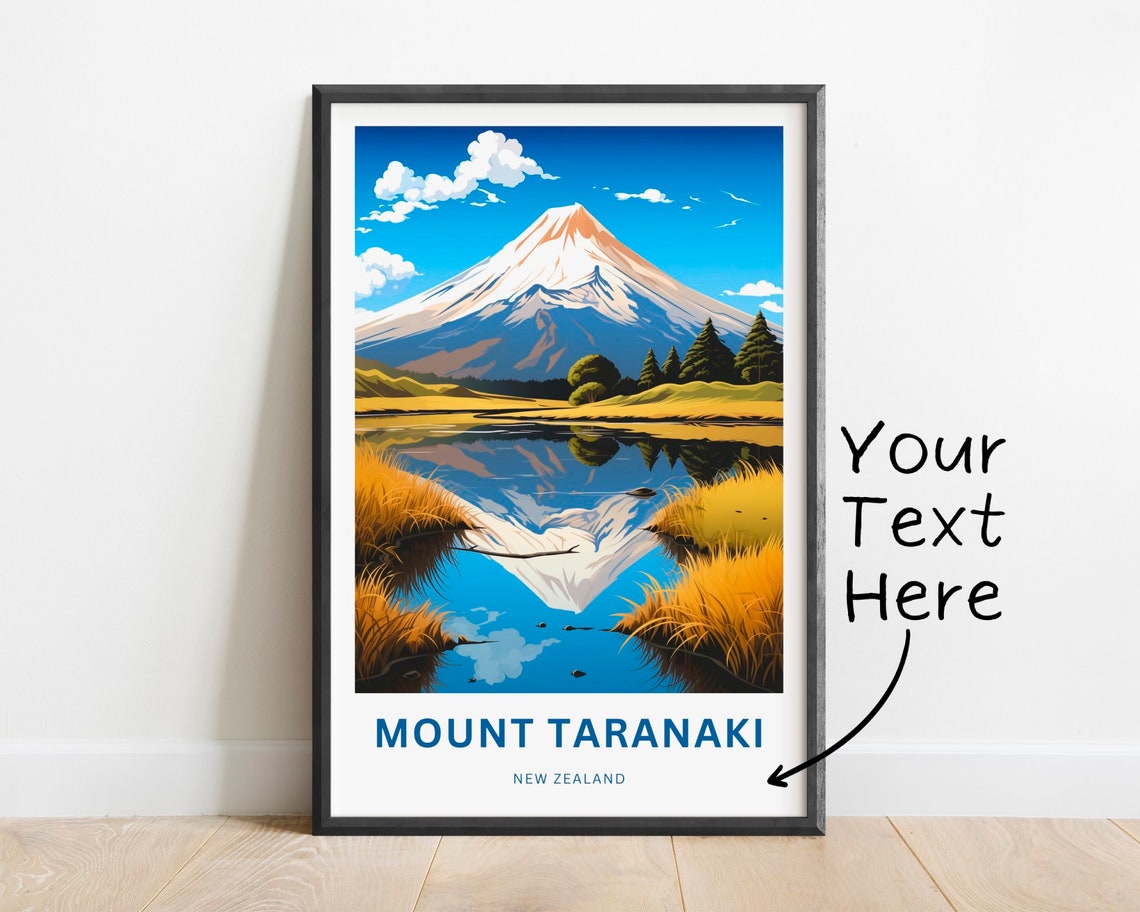 Personalized Mount Taranaki New Zealand Volcano Tarn Reflection Poster
