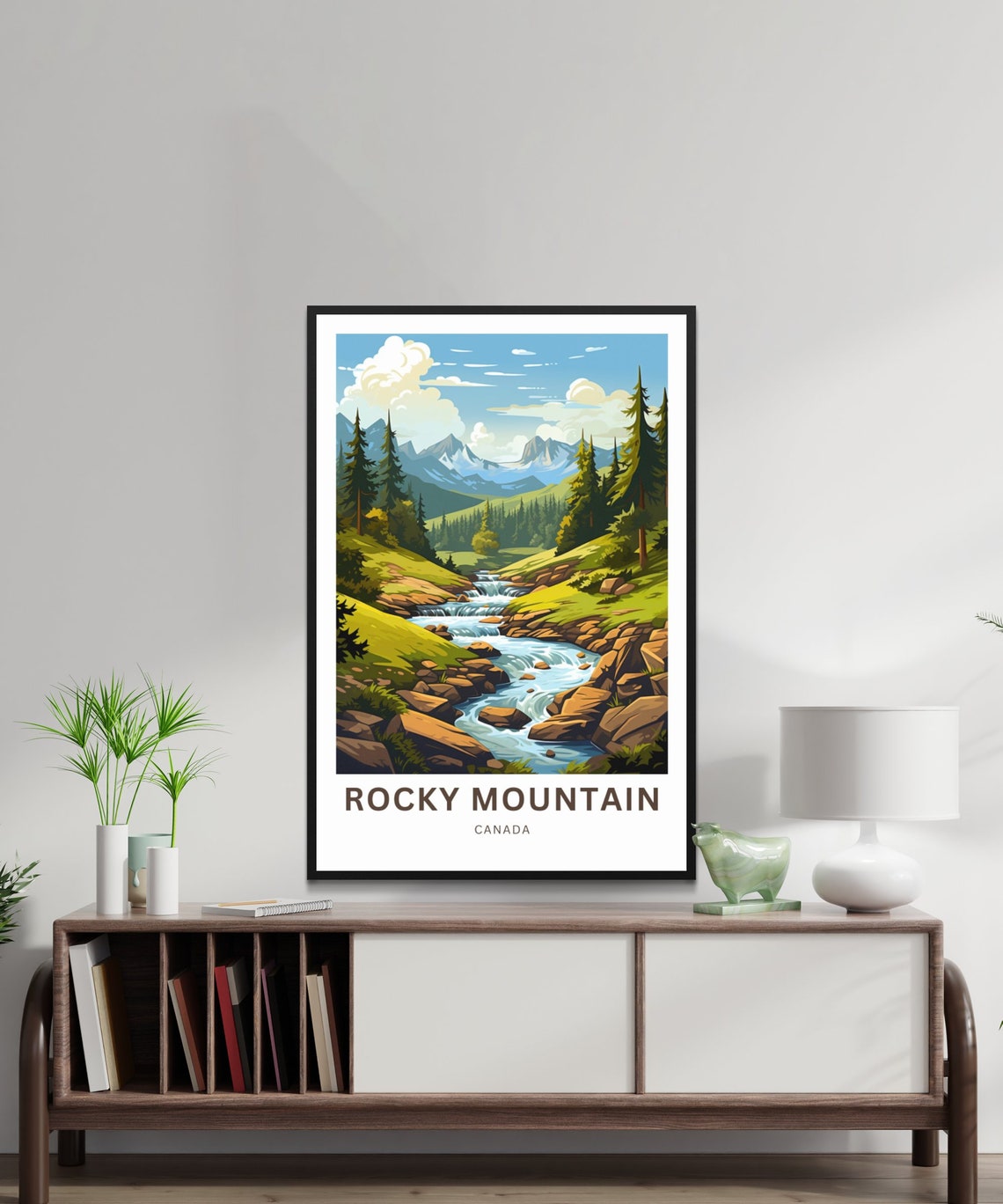 Rocky Mountain Canada Pine Forest Stream Valley Travel Poster - Image 2