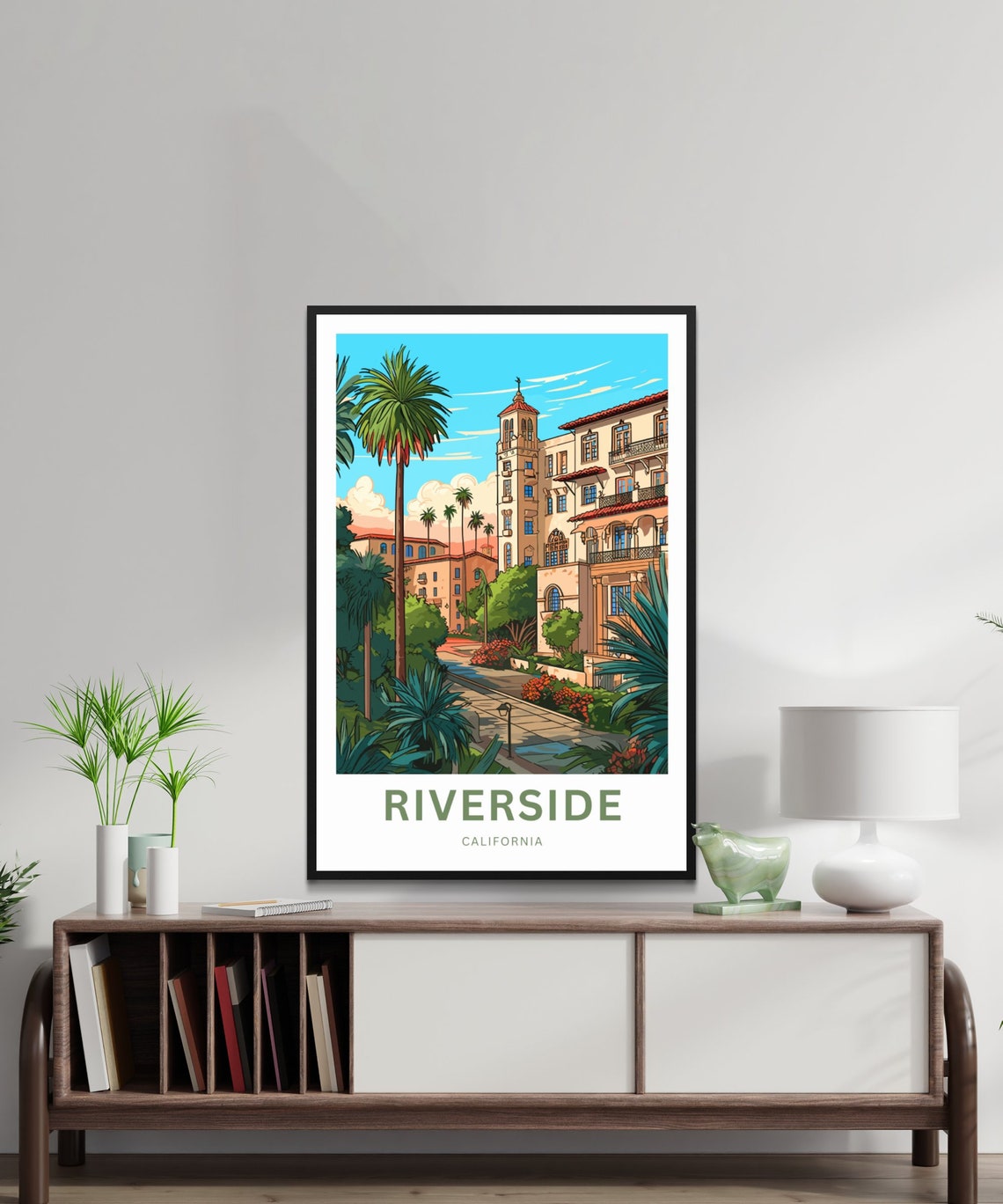 Riverside California Historic Mission Style Building Palms Poster - Image 2