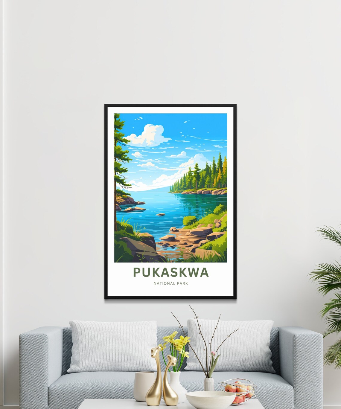 Pukaskwa National Park Blue Lake Cove Custom Text Personalized Poster - Image 3