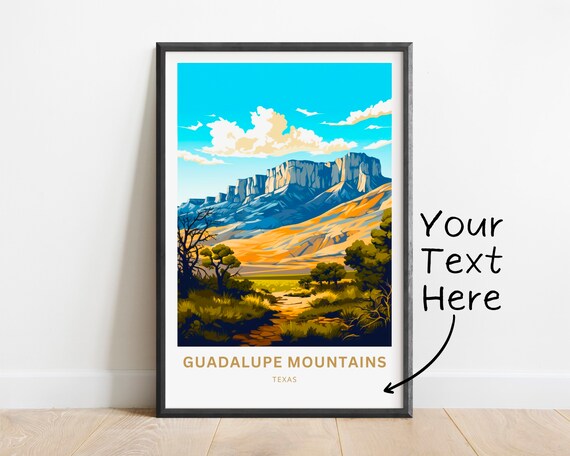 Personalized Guadalupe Mountains Texas Cliffs Custom Text Poster