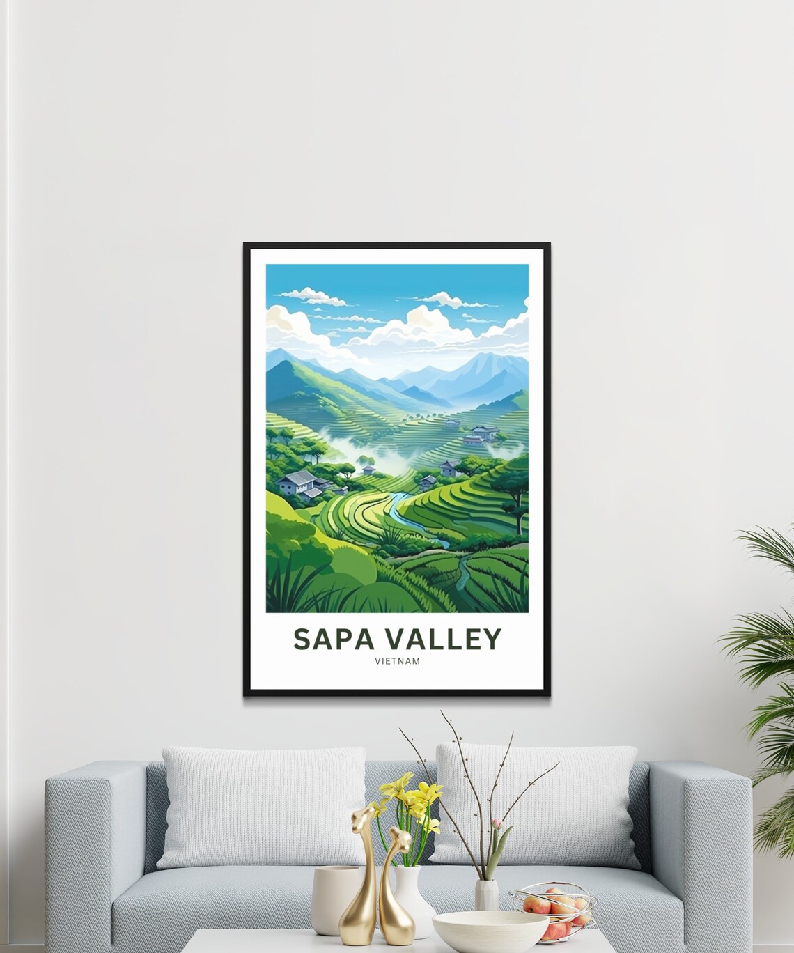 Sapa Valley Vietnam Terraced Rice Fields Misty Travel Poster - Image 3