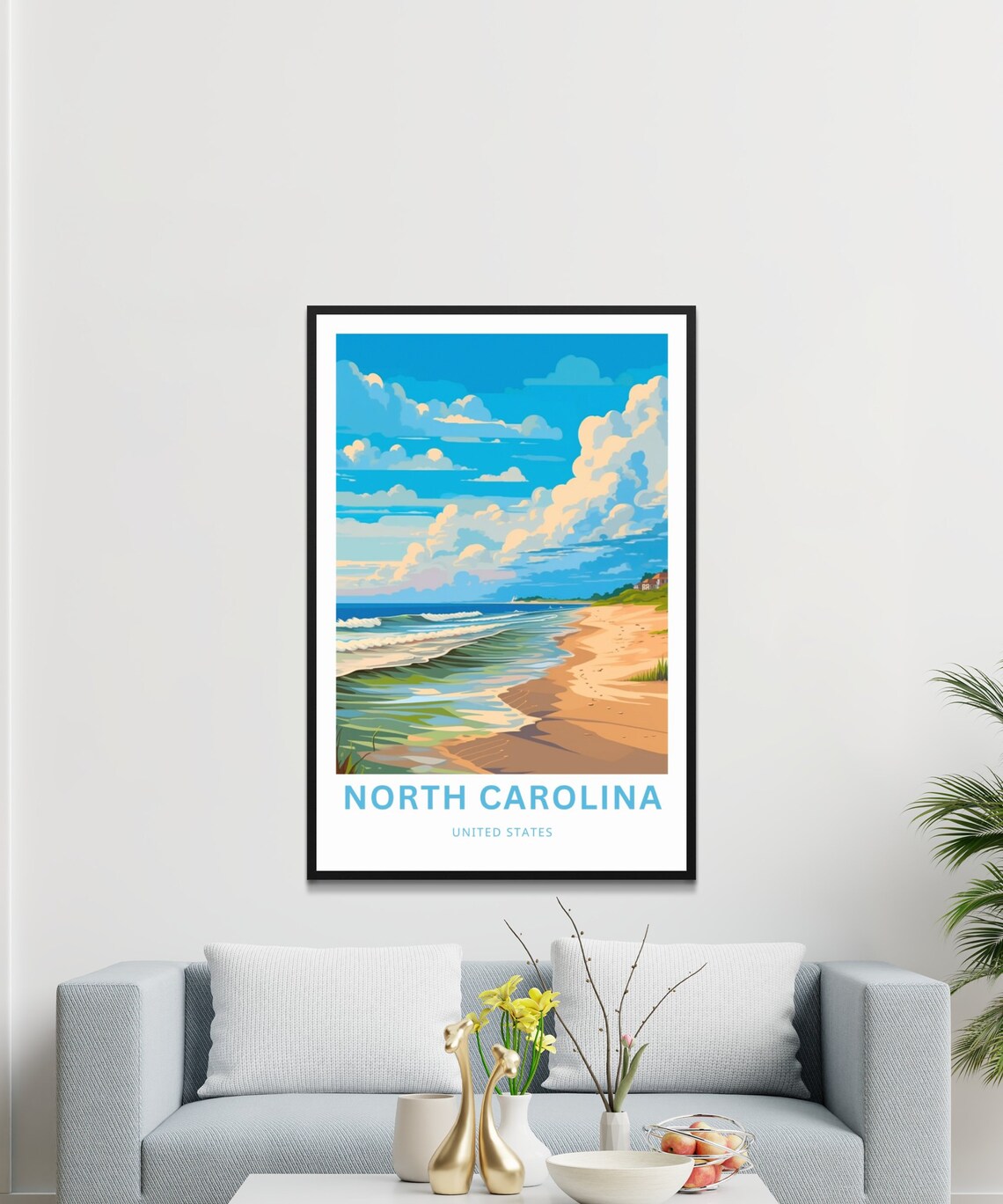 North Carolina Beach Coastal Waves United States Travel Poster - Image 3