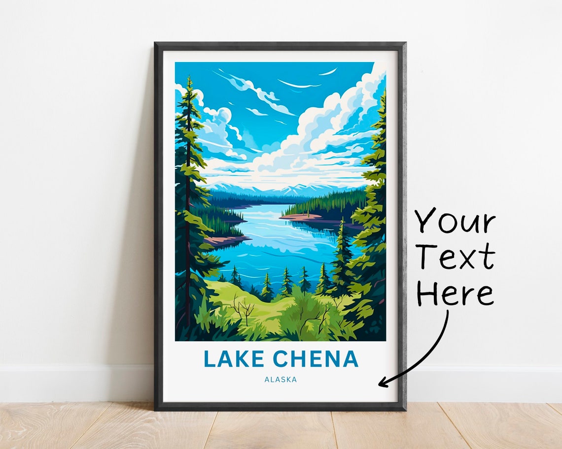 Personalized Lake Chena Alaska Pine Lake Mountain View Scene Poster