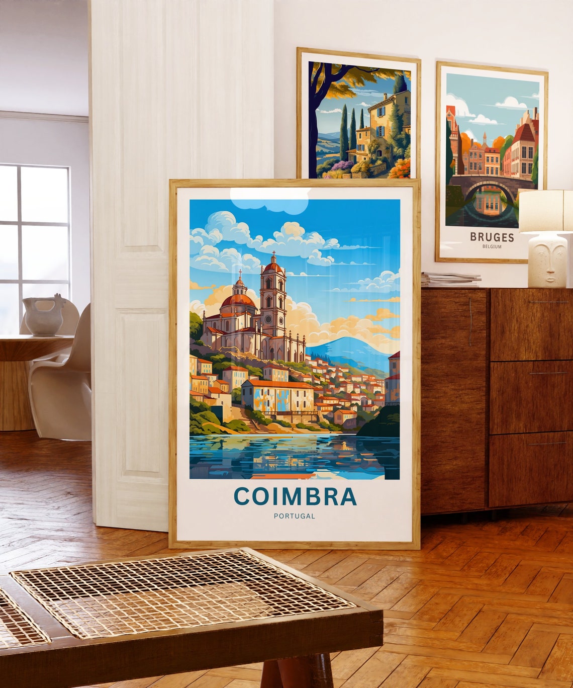 Coimbra Portugal Cathedral River View Colorful Rooftops Poster - Image 5