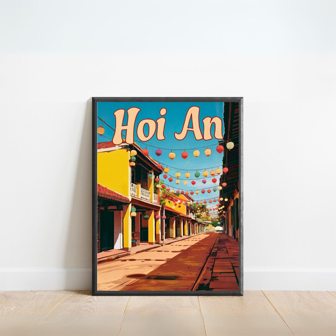 Hoi An Vietnam Lantern Street Old Town Vintage Travel Poster