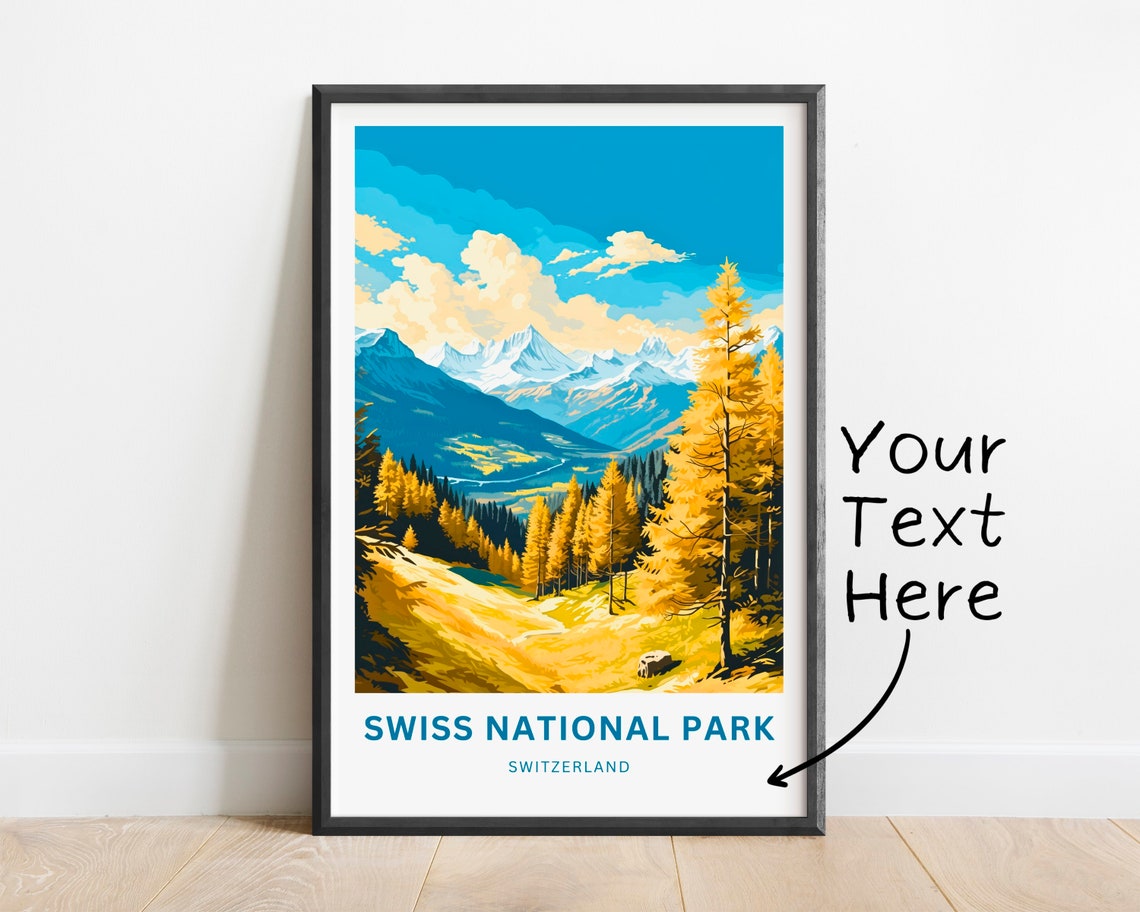 Swiss National Park Golden Larch Valley Snowcapped Peaks Poster - Image 4