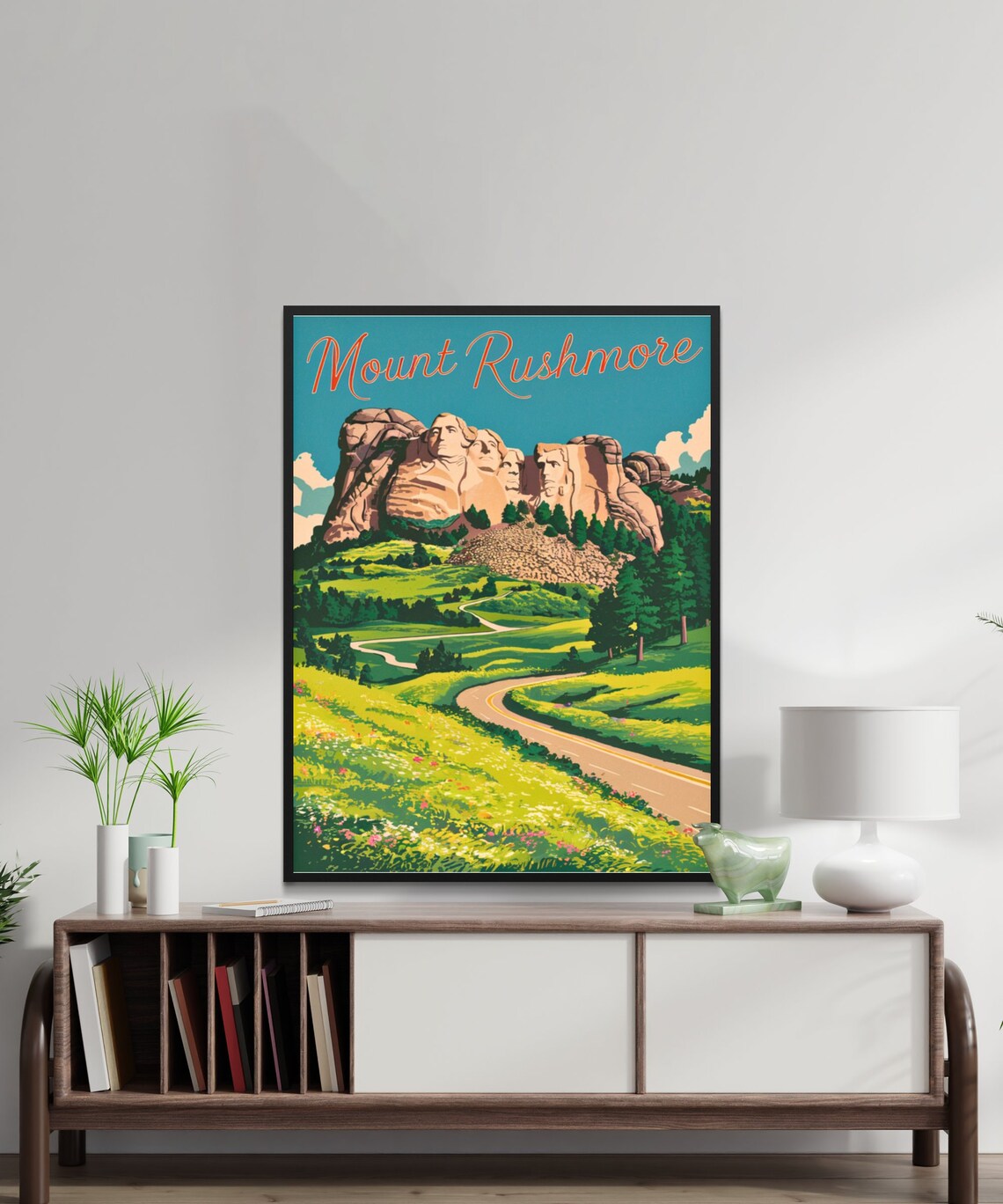 Mount Rushmore South Dakota Scenic Winding Road Vintage Poster - Image 2