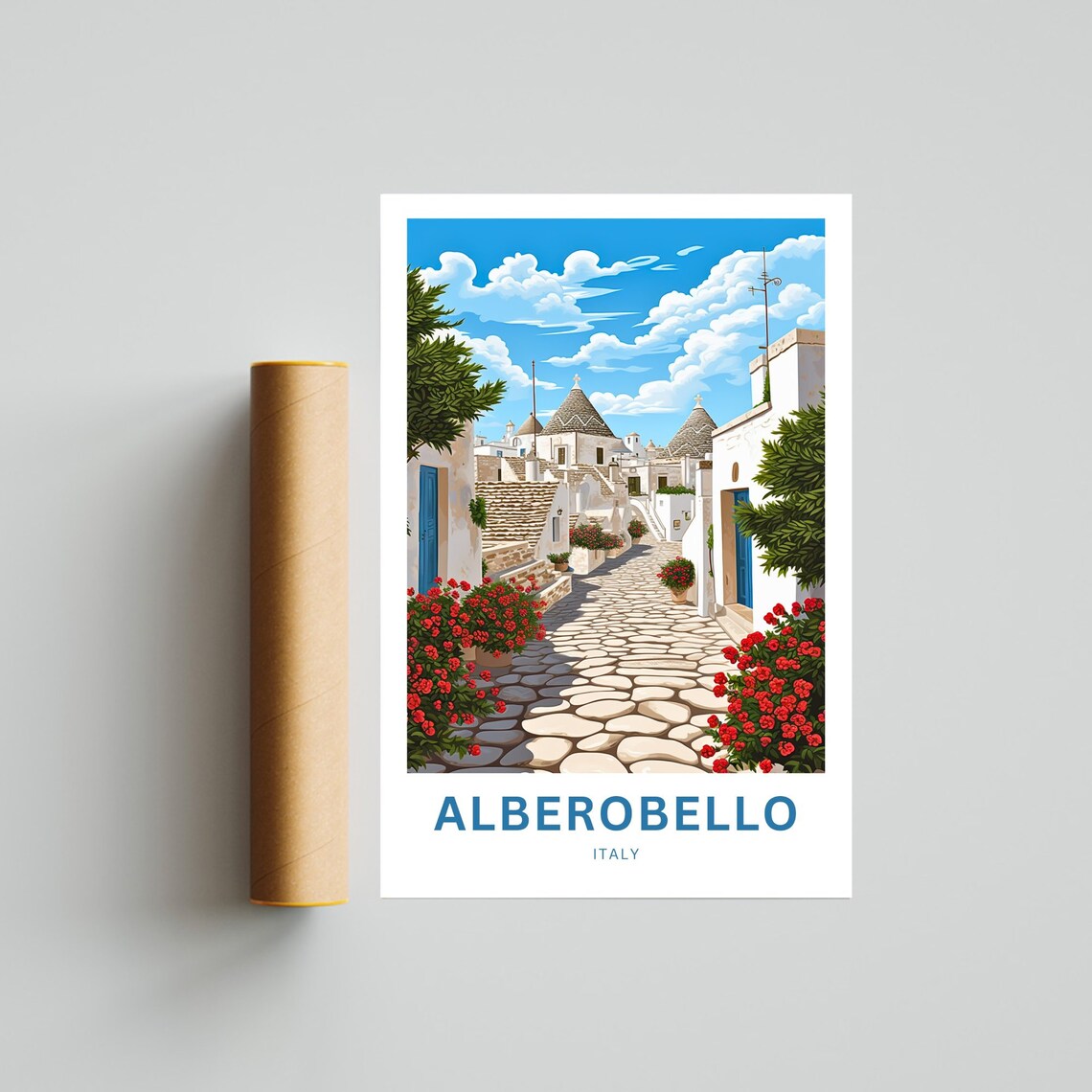 Alberobello Italy Trulli Houses Cobblestone Street Scene Poster - Image 4