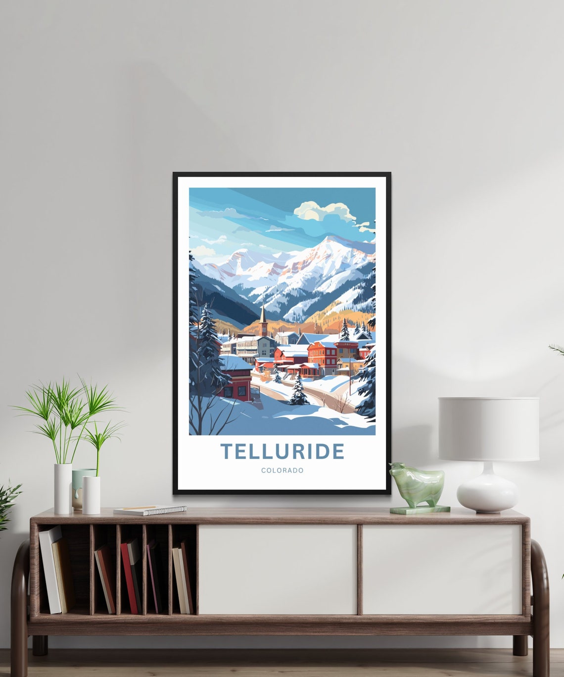 Telluride Colorado Panoramic Winter Village Personalized Poster - Image 2