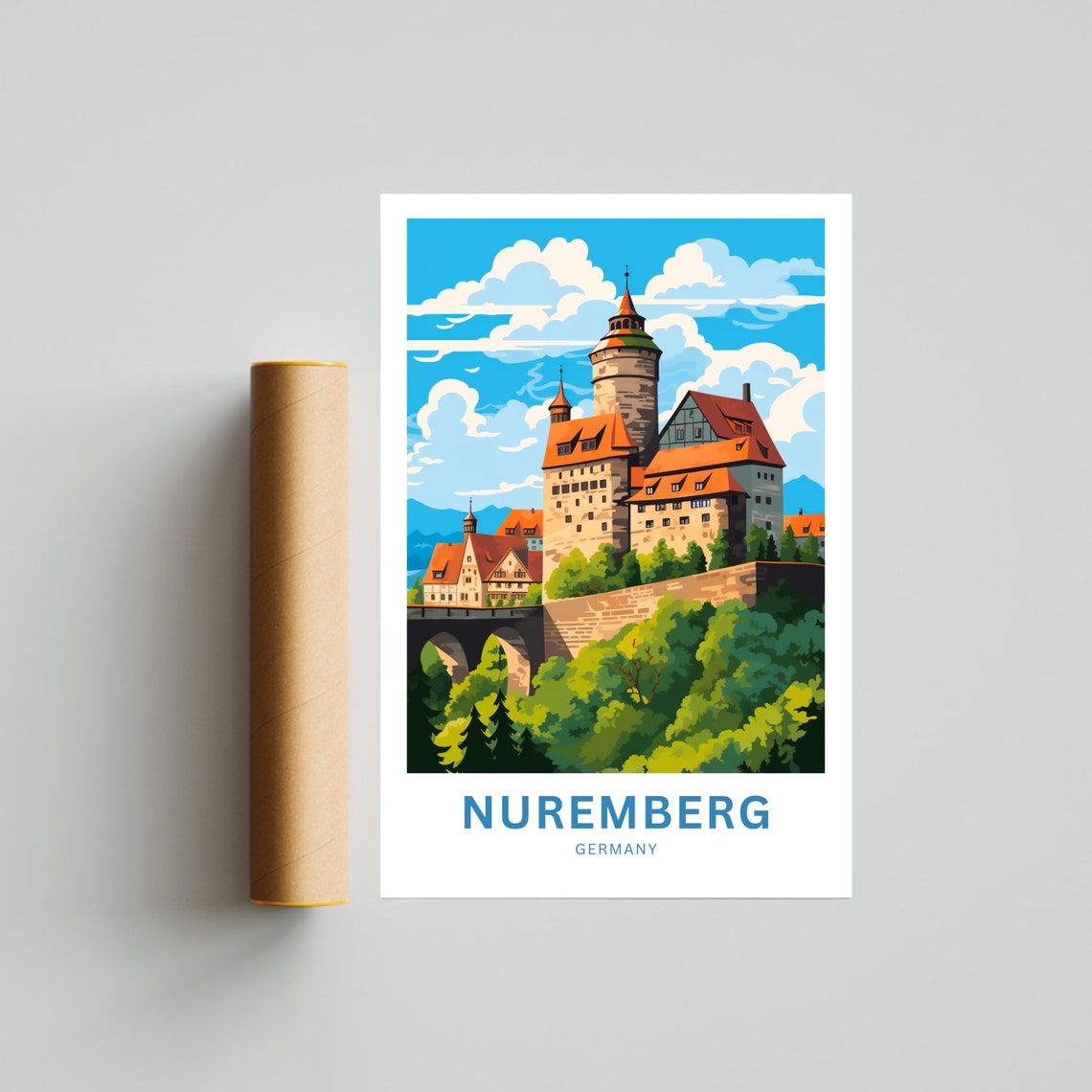 Nuremberg Germany Personalized Medieval Castle Tower Travel Poster - Image 4