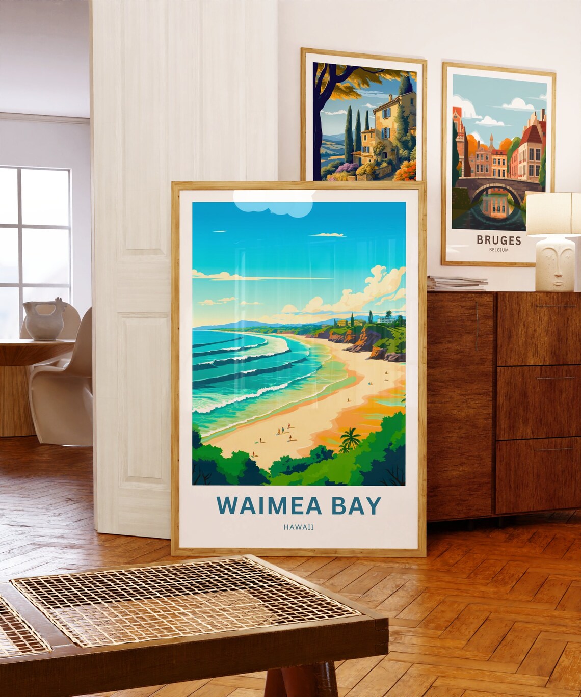 Waimea Bay Hawaii Sandy Beach Ocean Waves Surf Vintage Travel Poster - Image 5