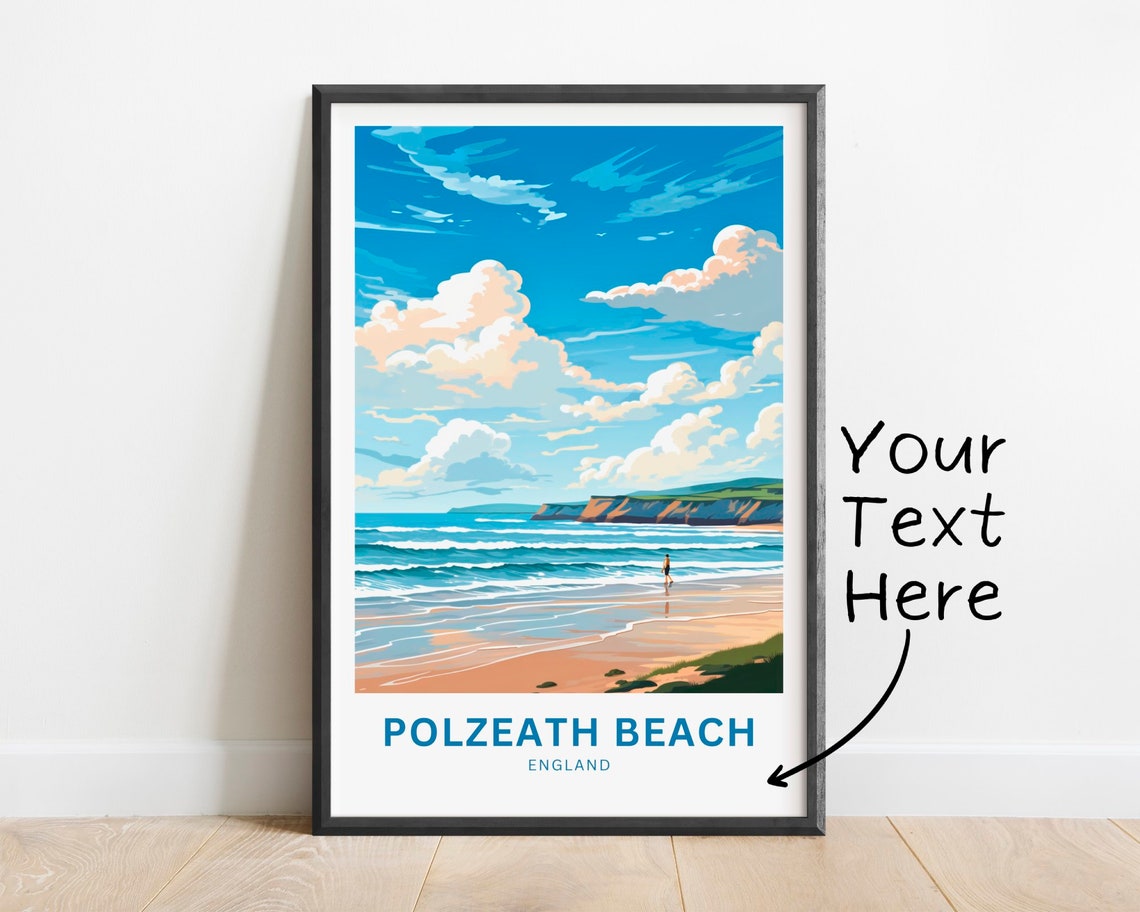 Polzeath Beach England Surf Waves Cliffs Personalized Travel Poster