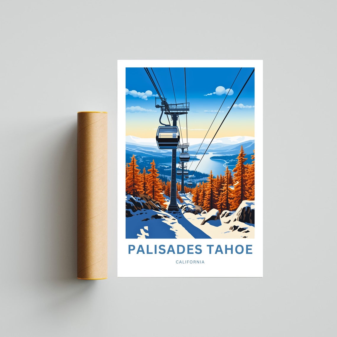 Palisades Tahoe California Gondola Ride Personalized Ski Poster - Image 4