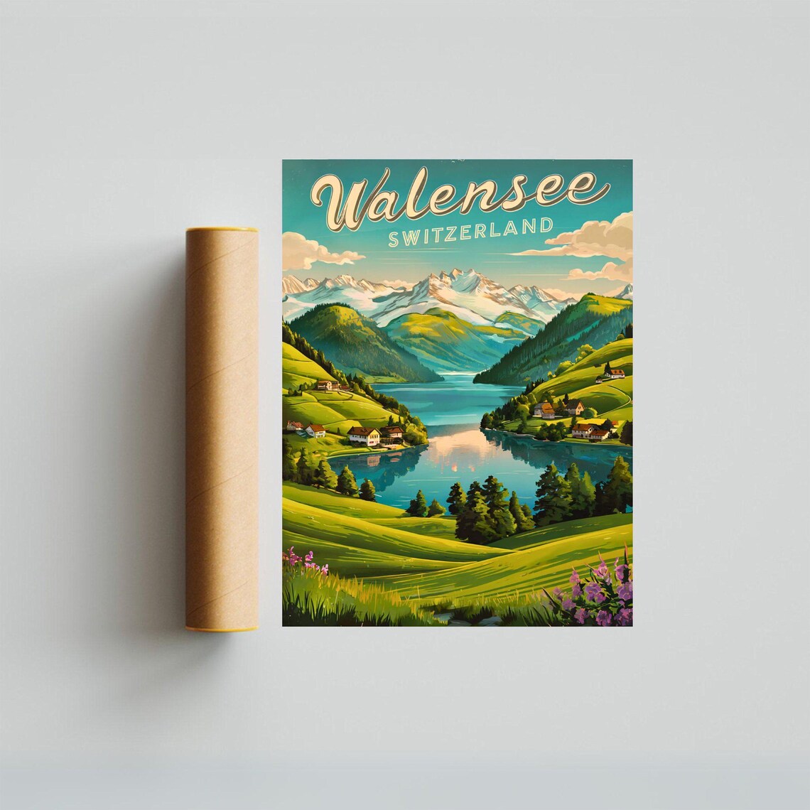 Walensee Switzerland Alpine Lake Valley Snowy Mountain Peaks Poster - Image 3