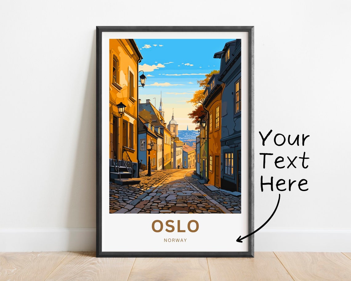 Personalized Oslo Norway Historic Street Custom Text Vintage Poster