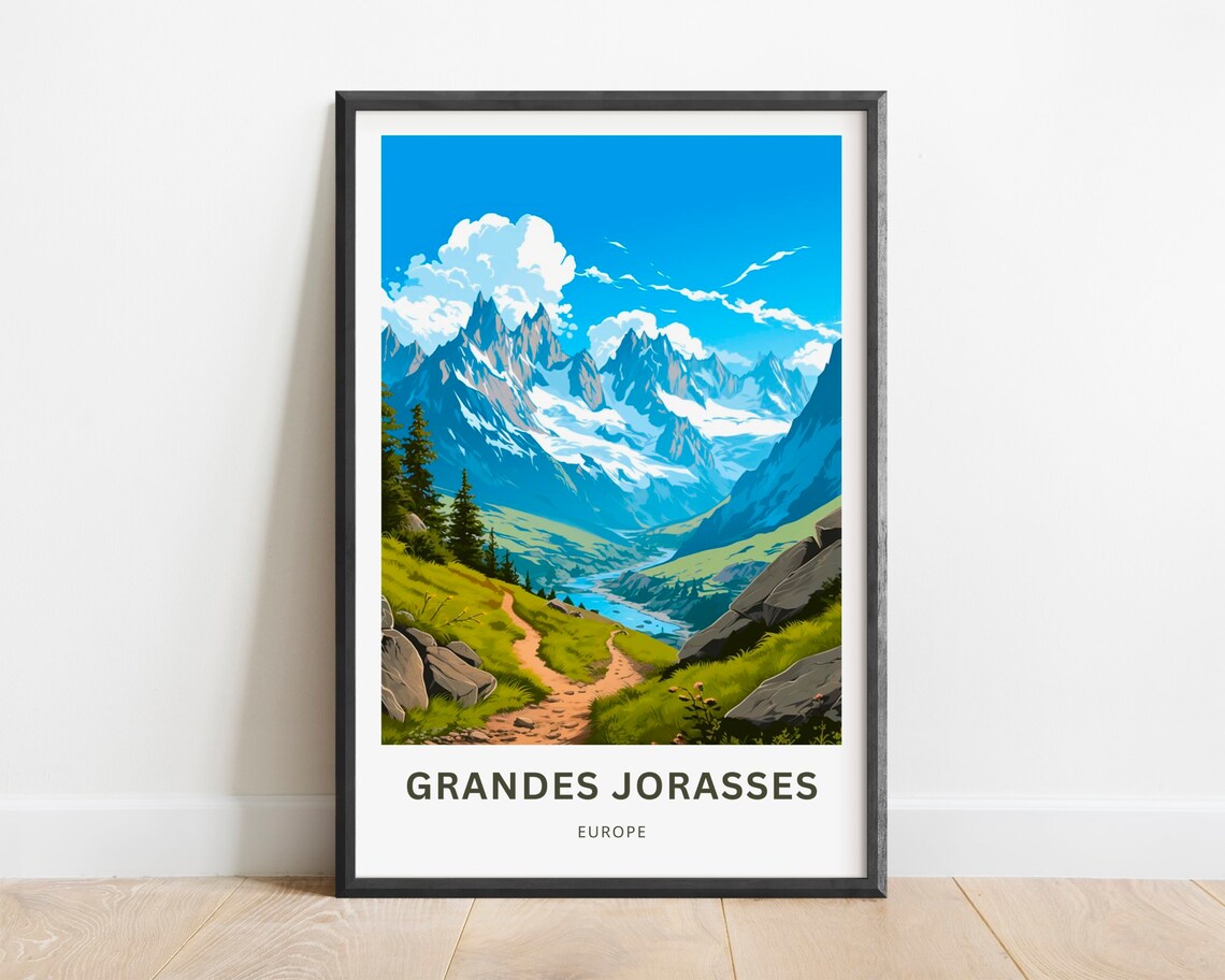 Grandes Jorasses Europe Alpine Mountain Trail Landscape Poster