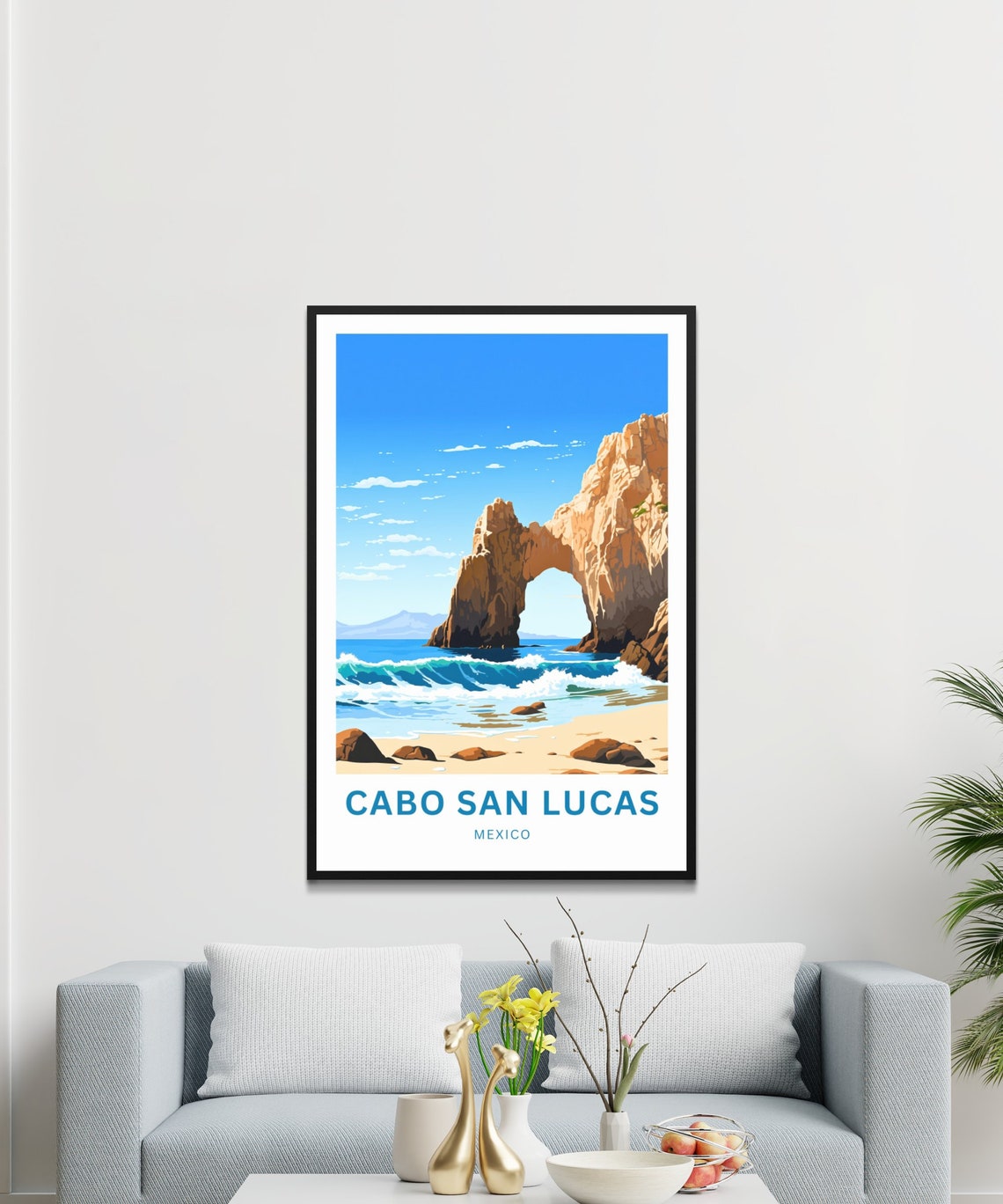 Personalized Cabo San Lucas Travel Print Cabo San Lucas Poster Mexico Wall Art Framed Present Gift Baja California Peninsula Present - Image 3
