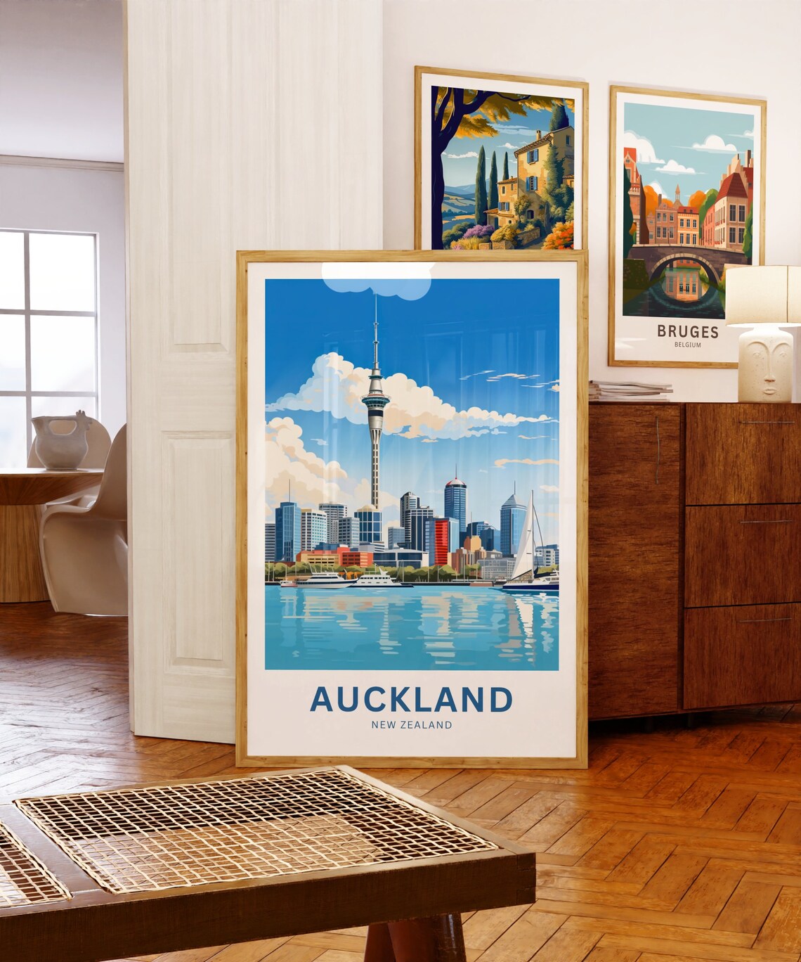 Personalized Auckland New Zealand Sky Tower Harbor Skyline Poster - Image 5