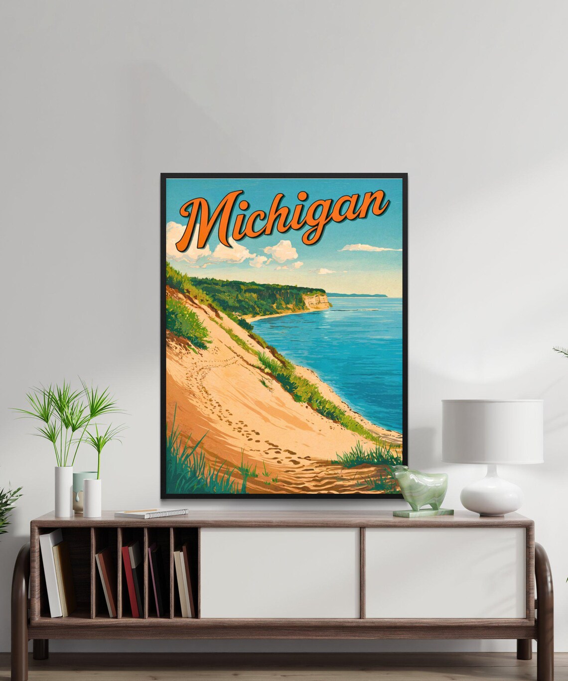 Michigan Sand Dunes Lake Michigan Shore Vintage Travel Poster - Image 3