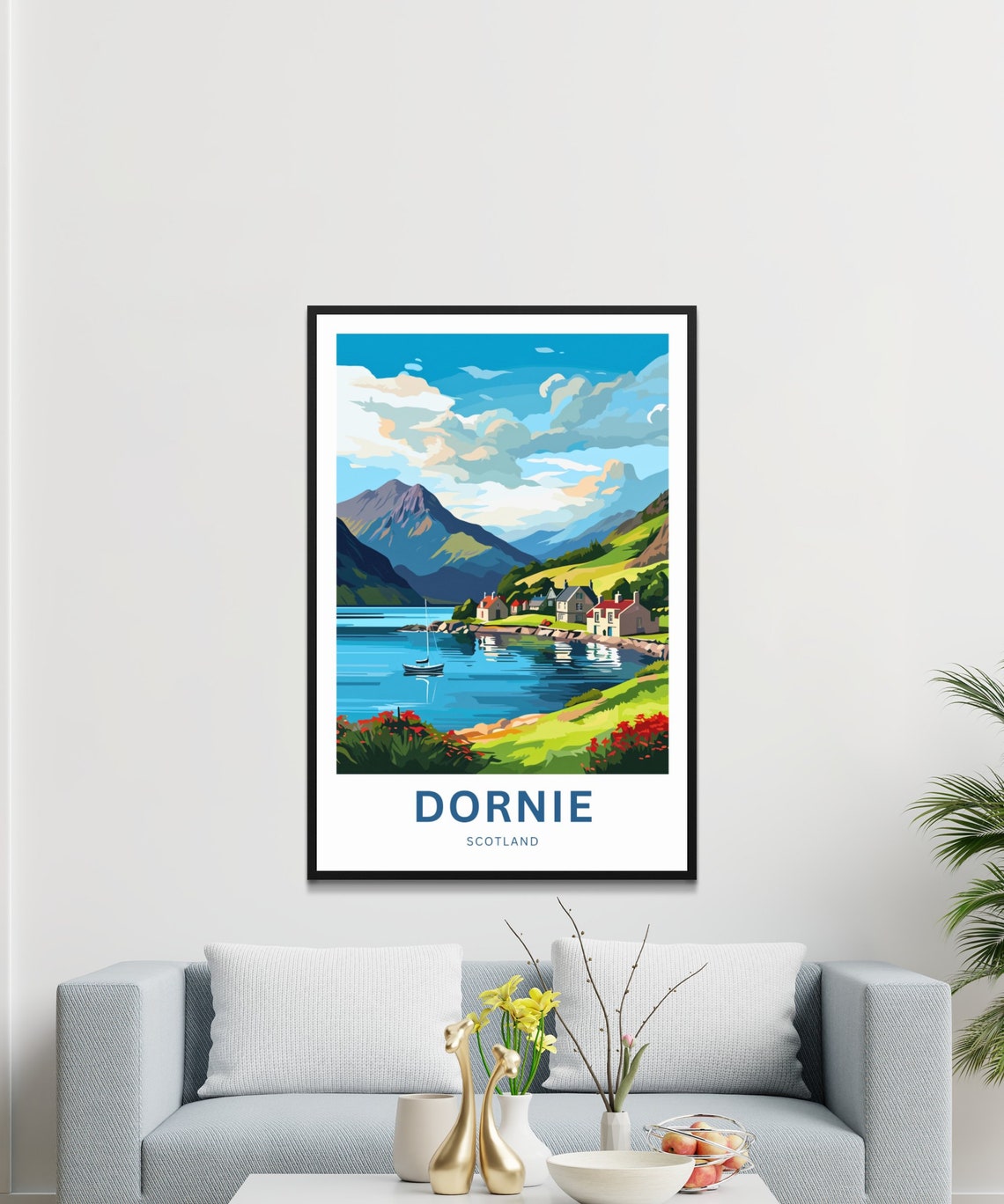 Personalized Dornie Scotland Highland Village by the Loch Poster - Image 3