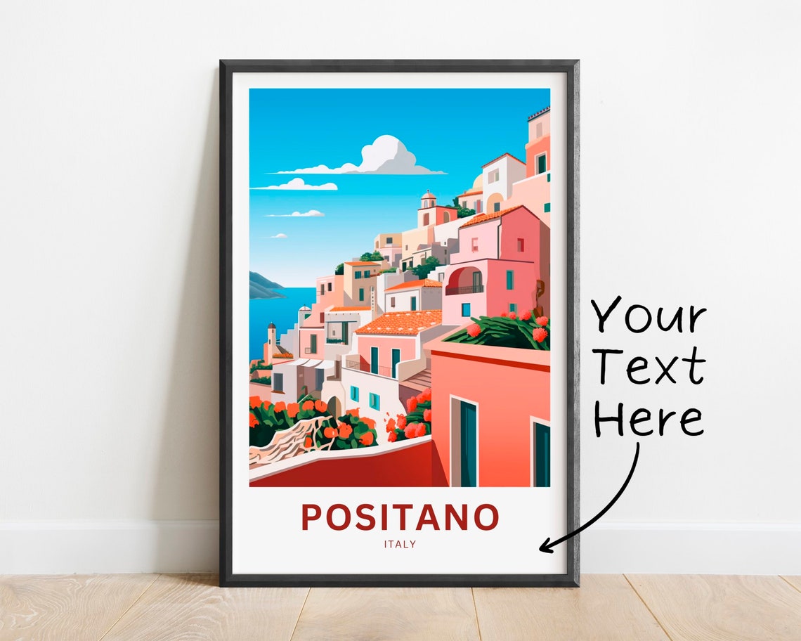 Personalized Positano Italy Amalfi Cliffside Village Gift Poster