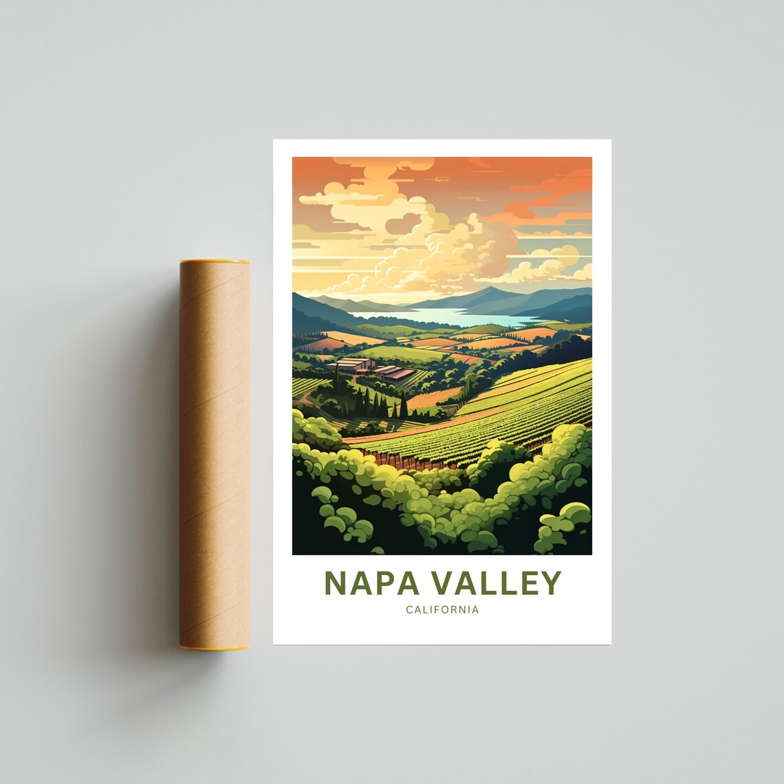 Napa Valley California Sunset Vineyard Hills Wine Country Poster - Image 4