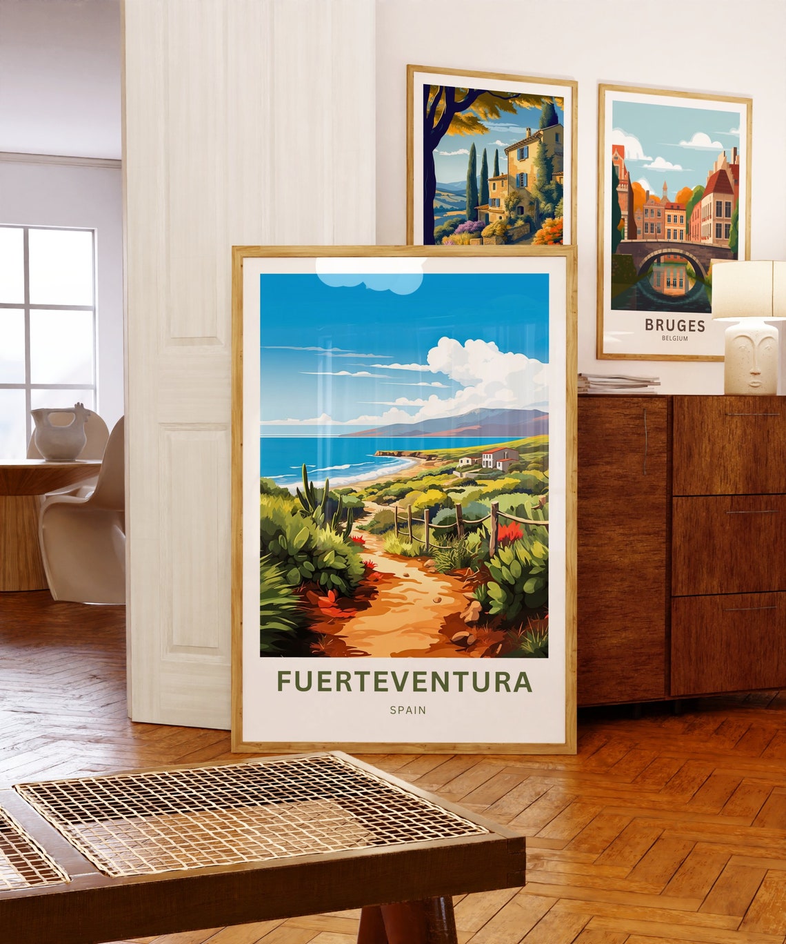 Personalized Fuerteventura Spain Coastal Trail Cactus Travel Poster - Image 5