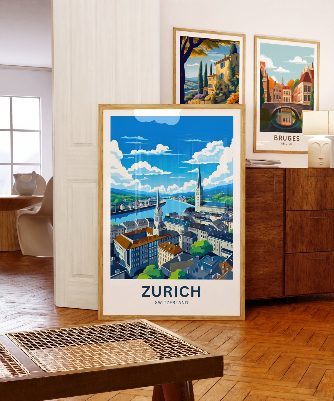 Personalized Zurich Switzerland City Panorama View Travel Poster - Image 5