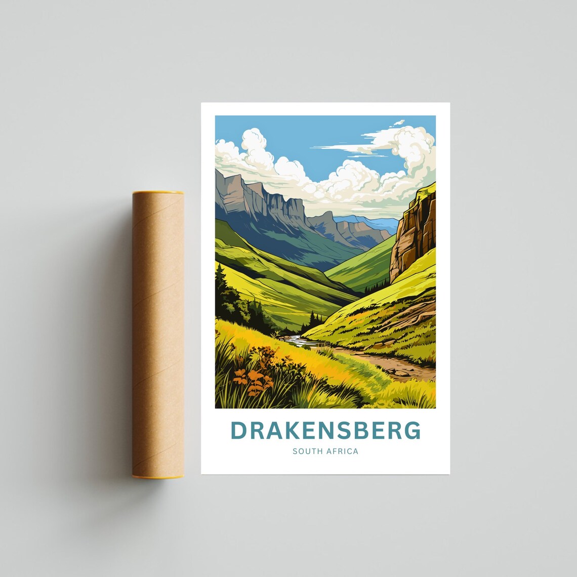 Drakensberg South Africa Highland Pass Stream Wildflower Poster - Image 4