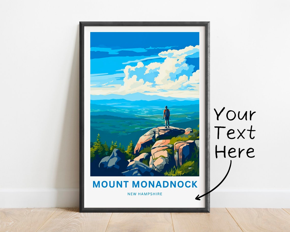 Personalized Mount Monadnock Hiker Summit Custom Gift Poster