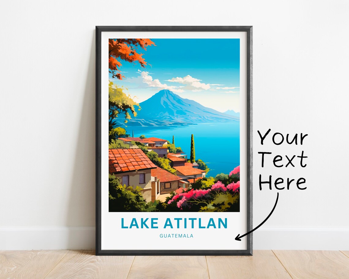 Personalized Lake Atitlan Guatemala Lakeside Village Travel Poster