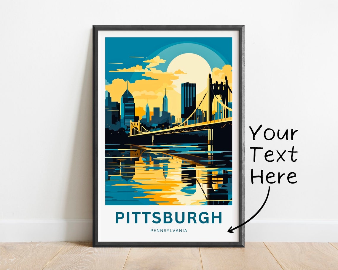 Personalized Pittsburgh Pennsylvania Sunset Skyline Silhouette Poster