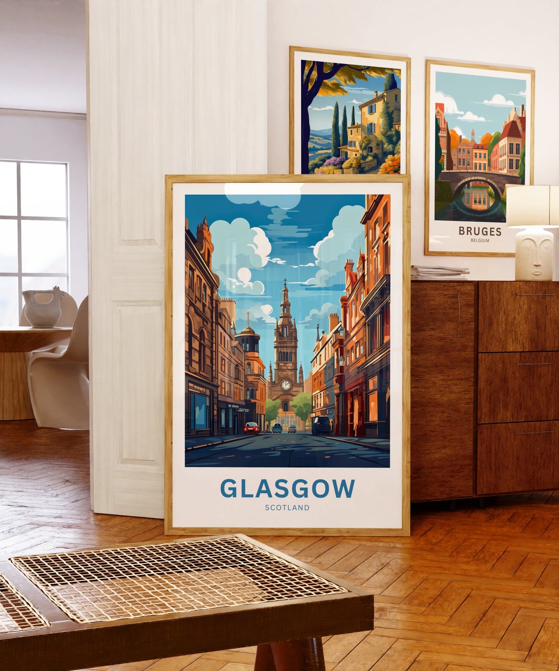 Glasgow Scotland Tolbooth Steeple Clock Victorian Street Poster - Image 5