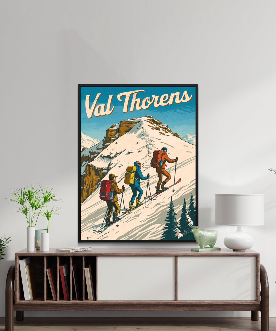 Val Thorens France Vintage Ski Touring Backcountry Art Travel Poster - Image 2