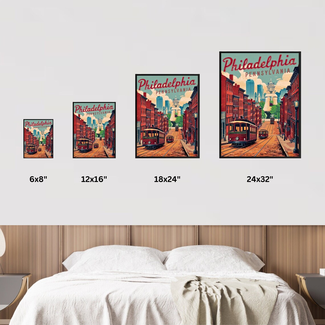 Philadelphia Pennsylvania Vintage Trolley Retro Travel Poster - Image 4