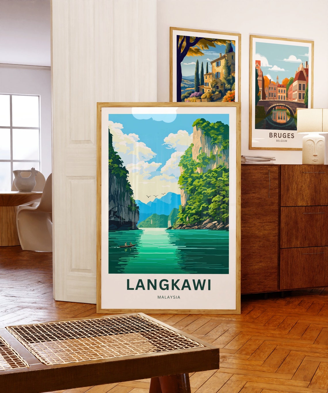 Langkawi Malaysia Island Limestone Cliffs Lagoon Boat Travel Poster - Image 5